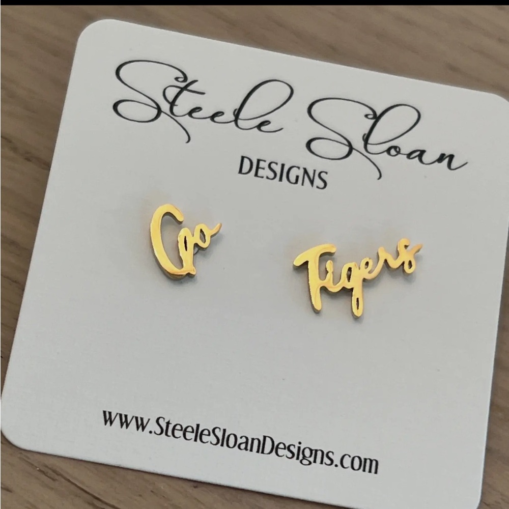 Go Tigers Game Day Gold Stud Earrings